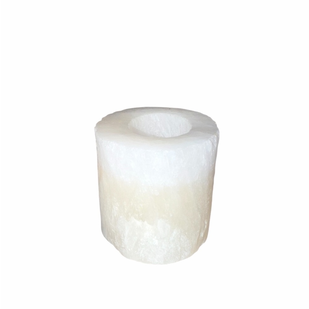 Natural Solid White Selenite Votive Candleholder Raw Crystal Tea Light Holder